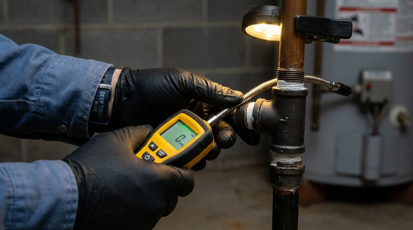 Gas leak detection with electronic sniffer by Johns Plumbing LLC in Jupiter