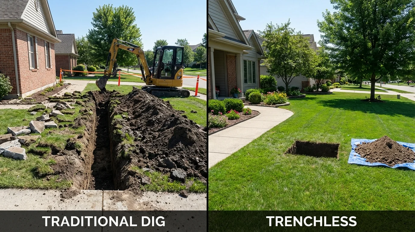 Trenchless sewer repair with minimal yard damage versus traditional excavation in Jupiter, FL